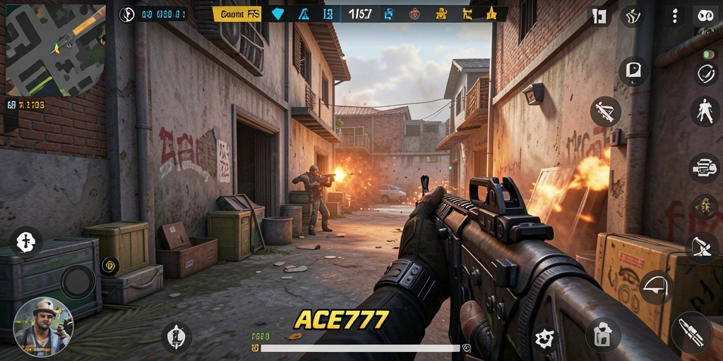 Tangkapan layar menampilkan aksi menembak seru dalam ACE777.