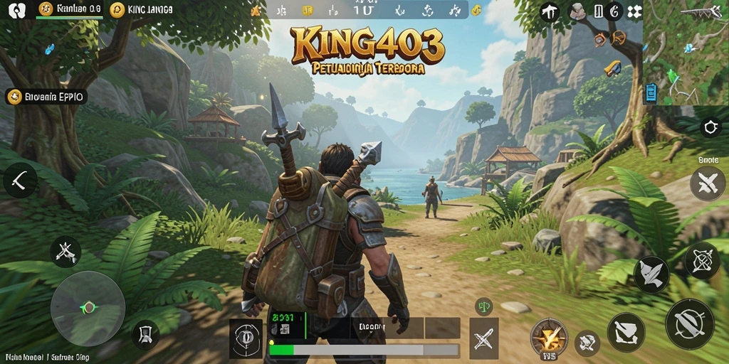 Screenshot KING403 menampilkan karakter utama sedang menjelajahi landscape Open World.